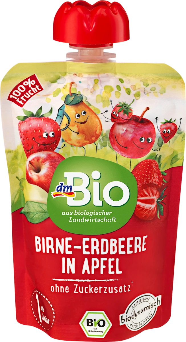 dmBio Quetschie Birne-Erdbeere in Apfel, ab 1 Jahr, 100 g